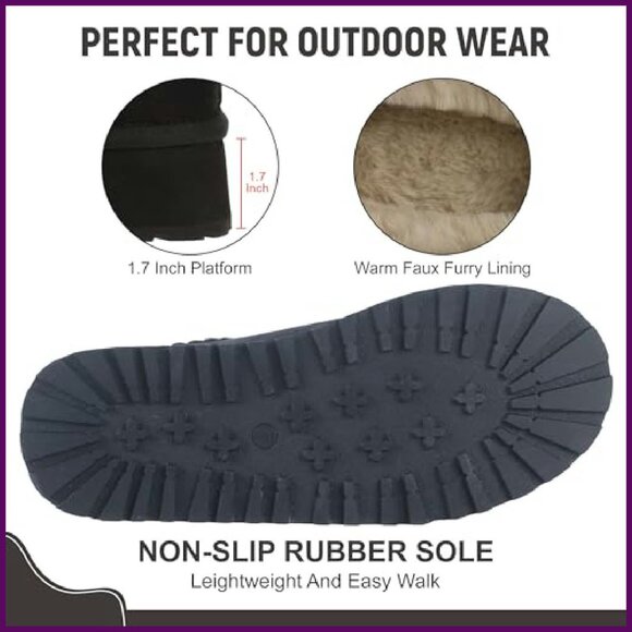 Fleece Lined Platform Slippers Women's Anti-Slip Booties Winter Warm - Picture 8 of 8